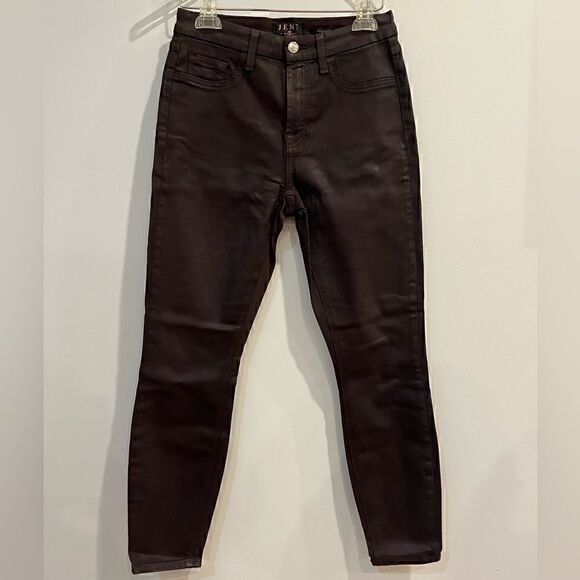 7 For All Mankind Coated High Waist Ankle Skinny Jeans – Chocolate Brown - Picture 6 of 9